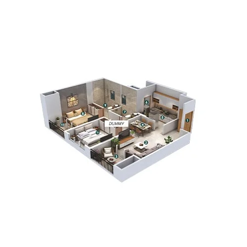 Arihant SkySuites Tathawade 2BHK Floor Plan Image