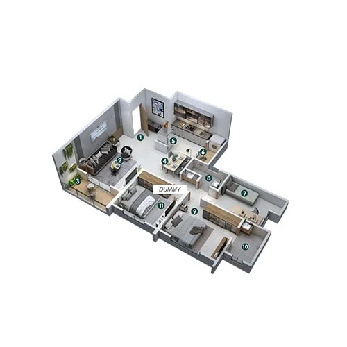 Arihant SkySuites Tathawade 3BHK Floor Plan Image